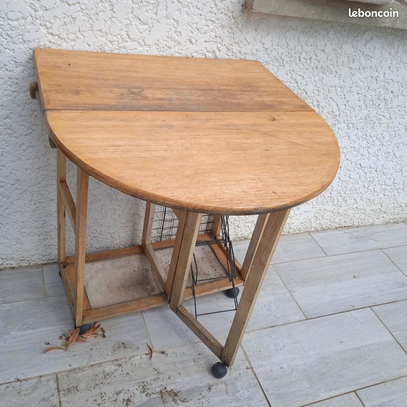 Desserte sur roulettes plateau pliable en pin (image 2)