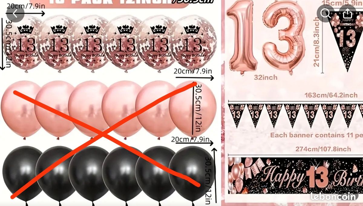 Bannière Anniversaire "J'ai 13 Ans" - Déco Paillettes Noires Pour Adolescent - Panneau Fête Garçon/fille - Lettres 15 Cm De Haut