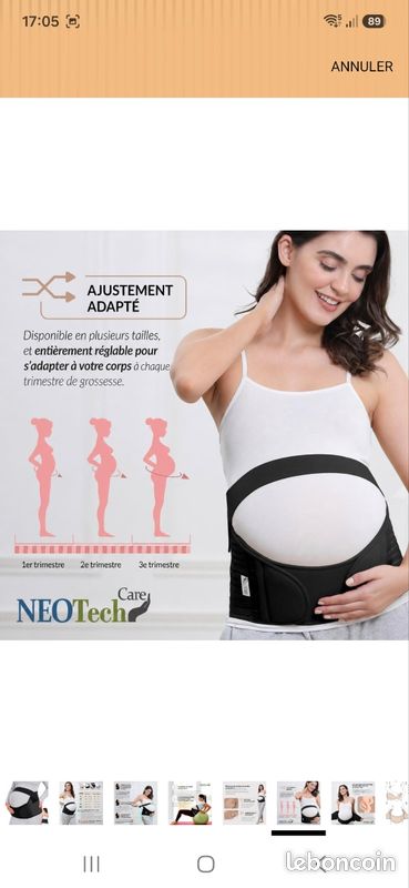 Ceinture de grossesse - Support lombaire et abdominal (Noire, Taille L) (image 5)