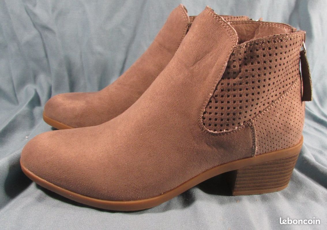 Bottines à talon Femme en cuir kaki - France FR