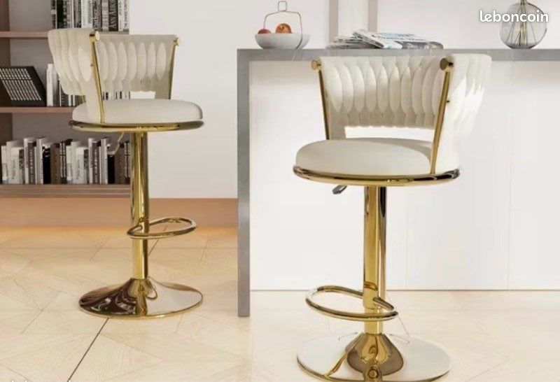 Tabouret blanc doré (image 1)