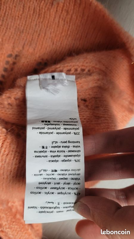 Gilet Cardigan Femme Lycée Mixte - Lainage Orange Corail Taille 2 (38-40) - Neuf Avec étiquettes