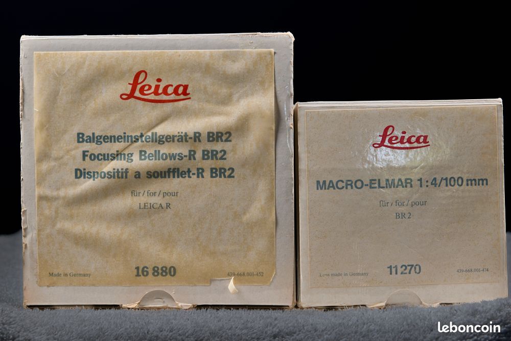 RARE LEICA R soufflet BR2 Ref 16880 + 100mm f/4 Macro-Elmar-R Ref 11270 (avec protection panne 3 mois) (image 2)