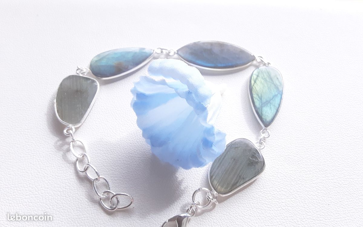 Superbe bracelet en pierre naturelle Labradorite pièce unique (image 15)