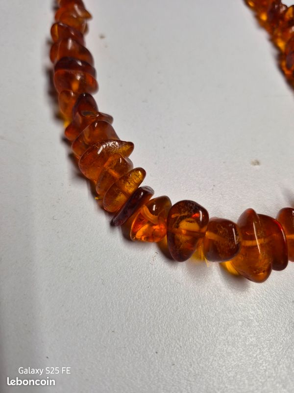 Collier En Ambre Ancien Authentique - 42 Grammes - Sautoir En Ambre Naturel - Occasion, Pièce Unique Et Lourde