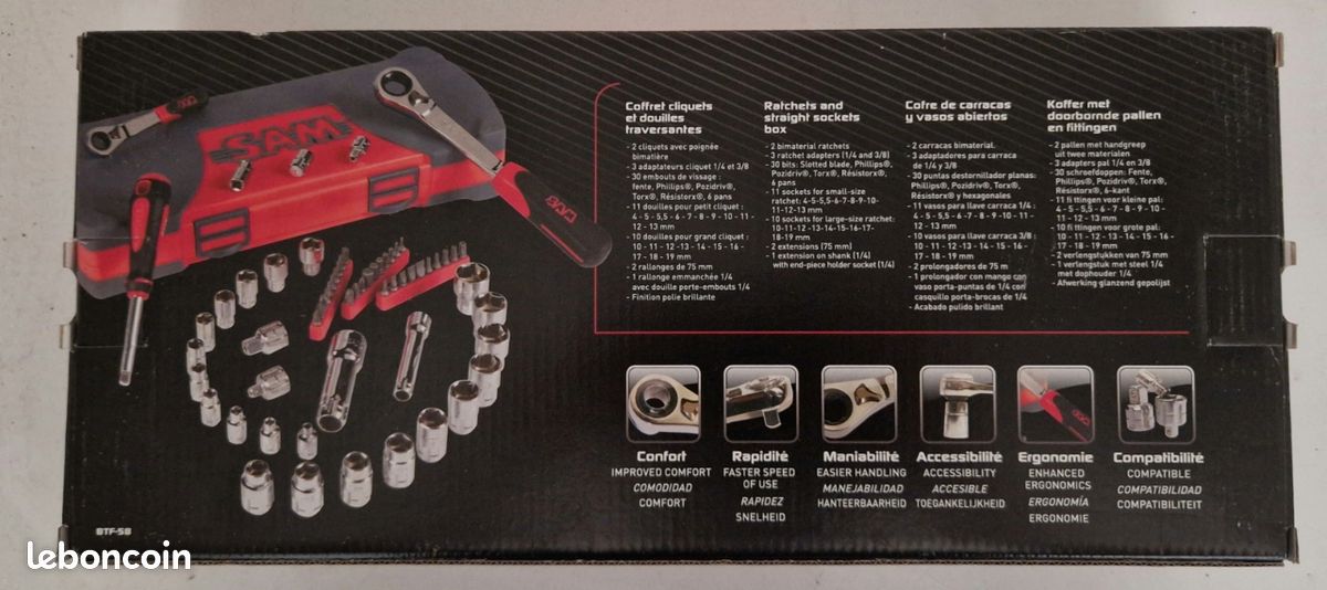 SAM - 73R40 - Coffret douilles et accessoires 1/4&quot