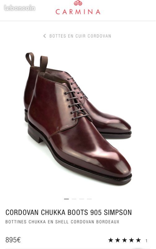 Bottes Chukka Carmina En Cuir Norwegian Marron Musée - Pointure UK 6.5 / US 7.5 - Occasion TB