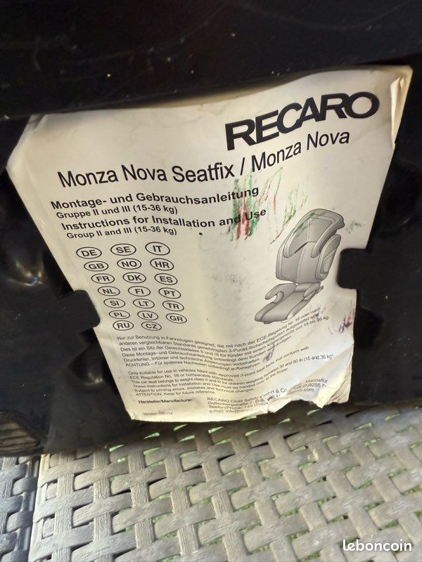 Sièges recaro monza nova isofix (image 3)