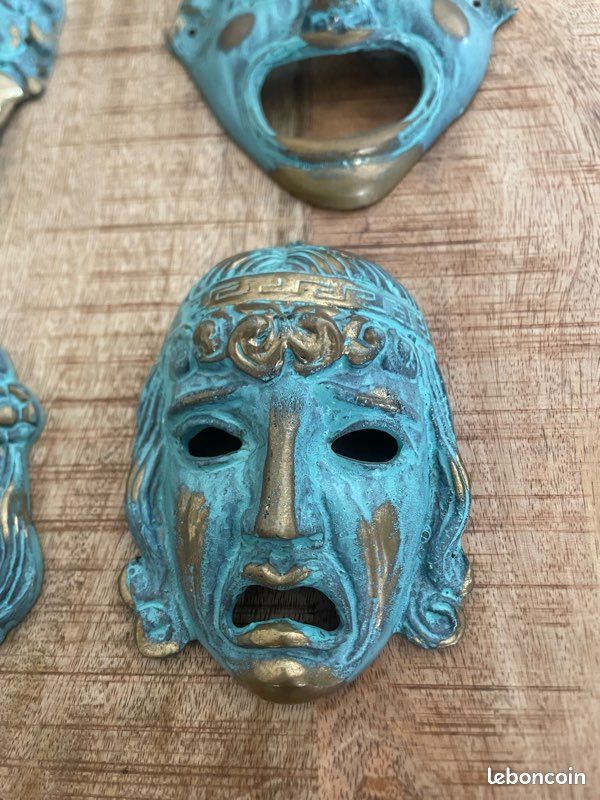 4 masques grecs bronze massif (image 14)