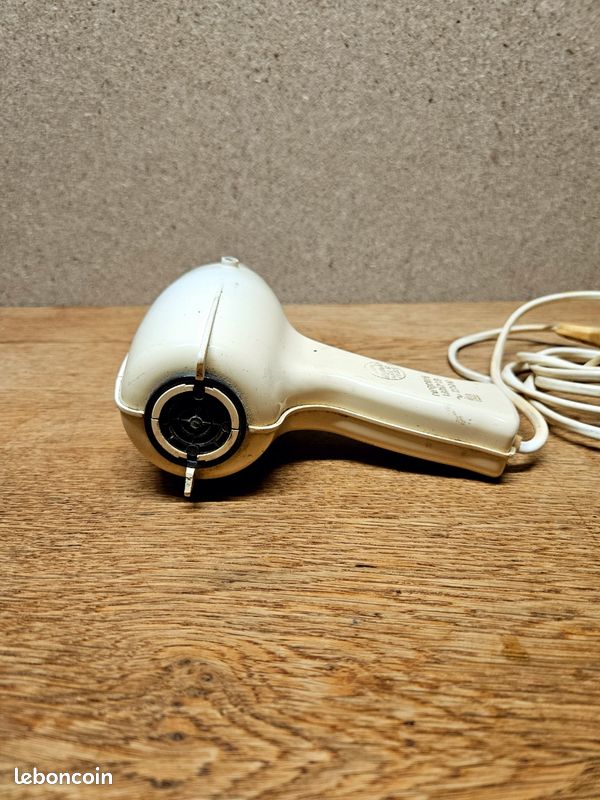 Ancien Sèche-cheveux Moulinex – Gris Et Blanc, Dans Sa Boîte – Vintage