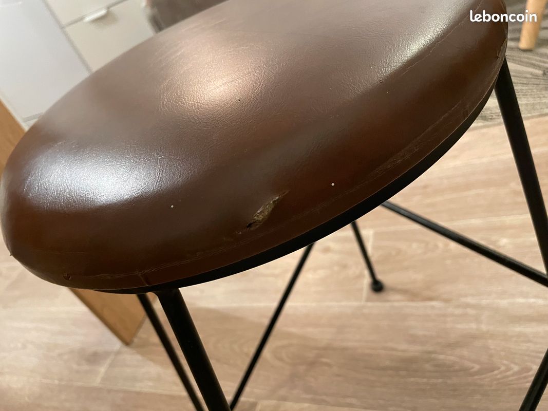 Lot de 2 tabourets en métal et simili marron (image 2)