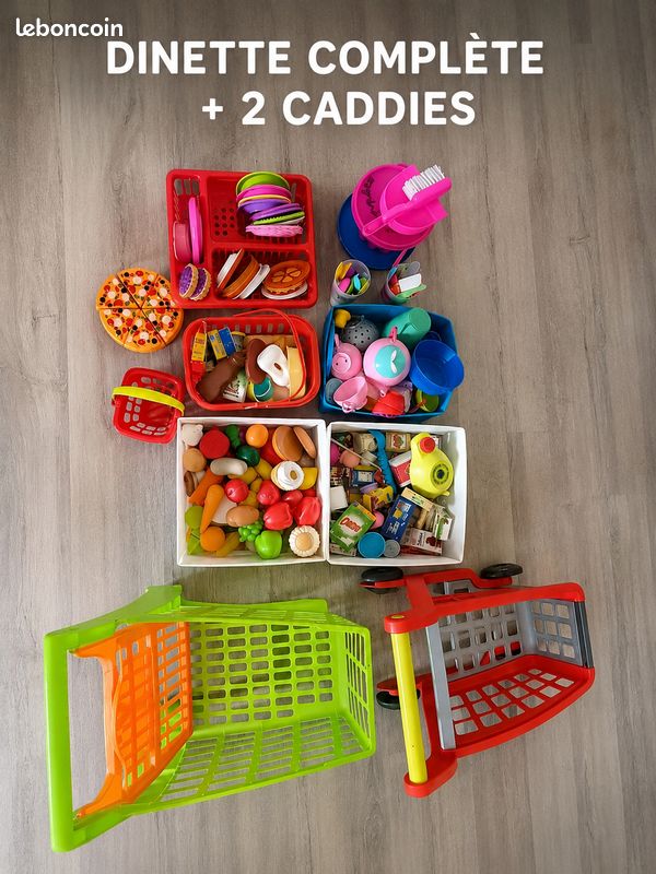 Ensemble lot Dinette Caddie Cuisine Pizza Couverts Legumes jouets (image 1)