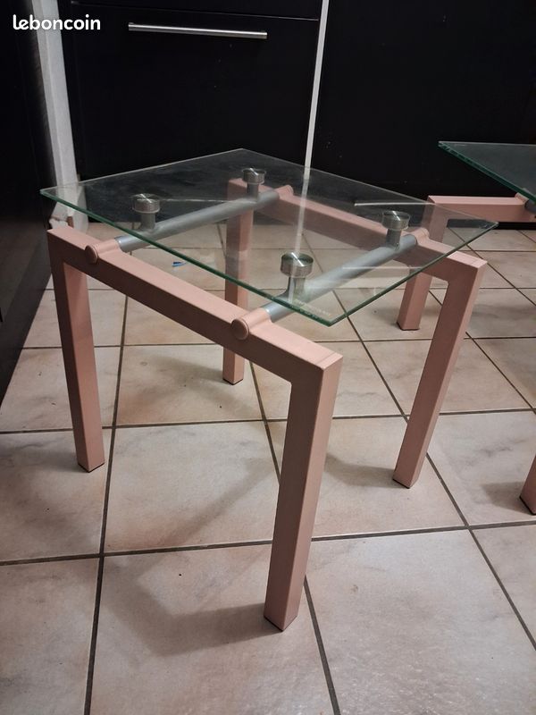 Table basse et 3 tabourets en verre (image 8)