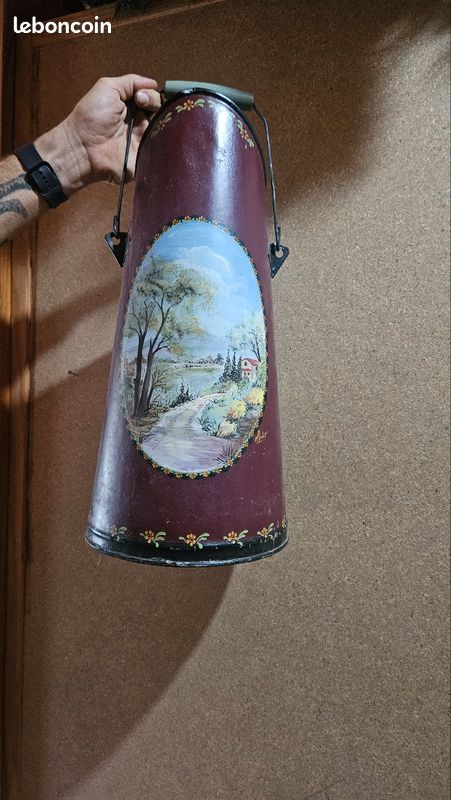Seau a charbon peint main (image 1)
