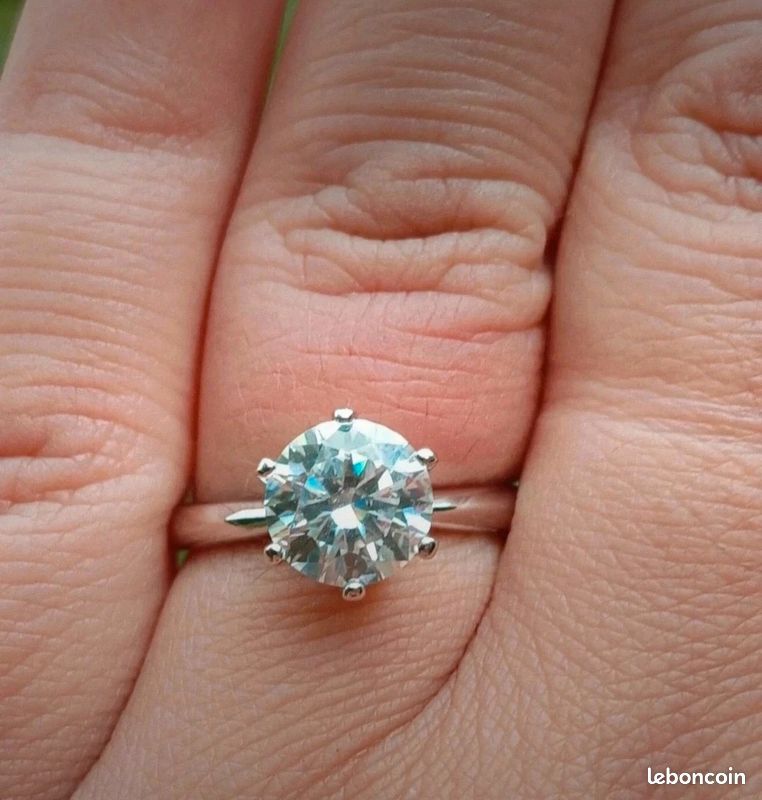 Bague solitaire argent diamant moissanite 2cts T54 Montres Bijoux