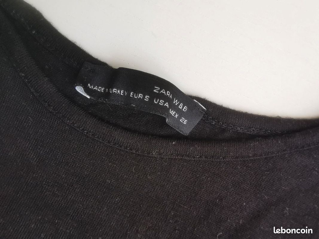Haut Noir Zara Manches Longues - Taille S, Polyester/elastane, Occasion Très Bon état - Basique Intemporel