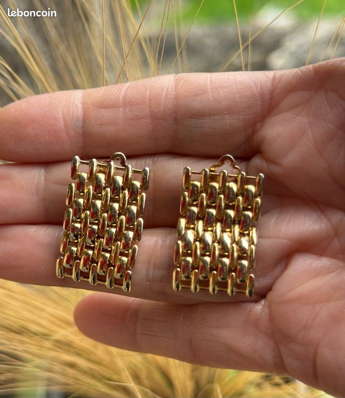 Boucles D'oreilles Vintage Nina Ricci - Alliage Doré Avec Perles, Fermoir Clip