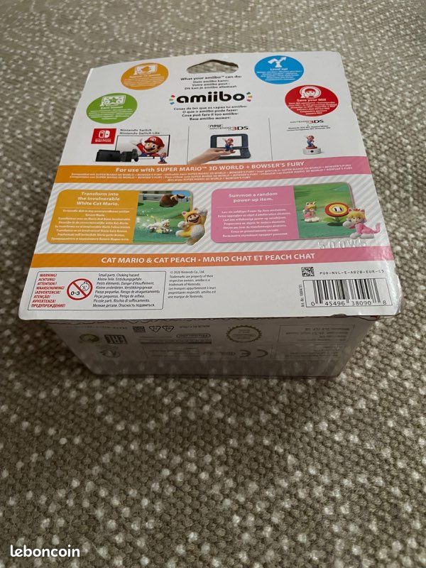 Pack 2 Nintendo Amiibo Mario Chat (Cat Mario) et Peach Chat (Cat Peach), sous blister [NEUVES] (image 5)