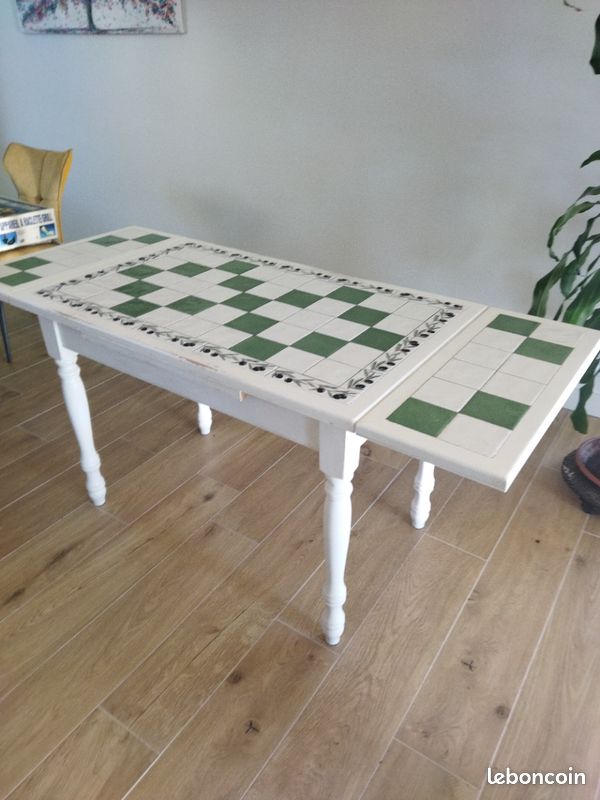 Table cuisine bois carrelage avec rallonges (image 1)