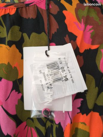 Robe De Soirée Naf-Naf Taille 38 Neuve Avec étiquette - Couleur Moutarde, Sans Manches, Longueur Genou