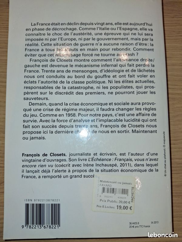 Livre - Maintenant ou Jamais - François de Clozets - édition Fayard (image 2)
