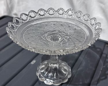 COUPE ASSIETTE SUR pied verre décoré compotier drageoir petit modèle ø17 h12cm EUR 18,00 - FR