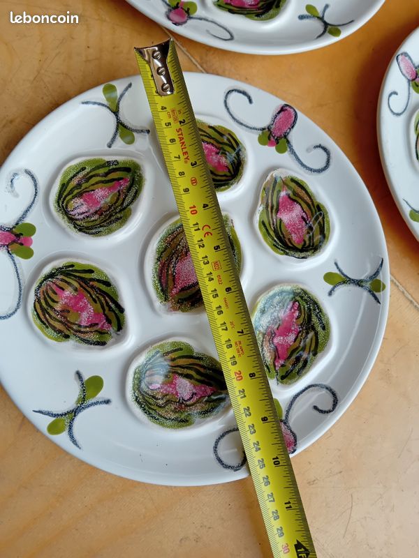 Lot de 3 assiettes à huitresMBFA pornic motif figue ou artichaut (image 3)