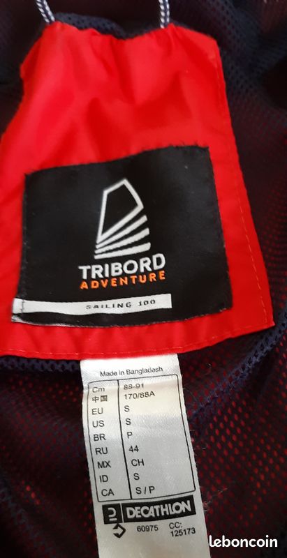 Veste imperméable de voile veste de pluie sailing 100 homme bleu