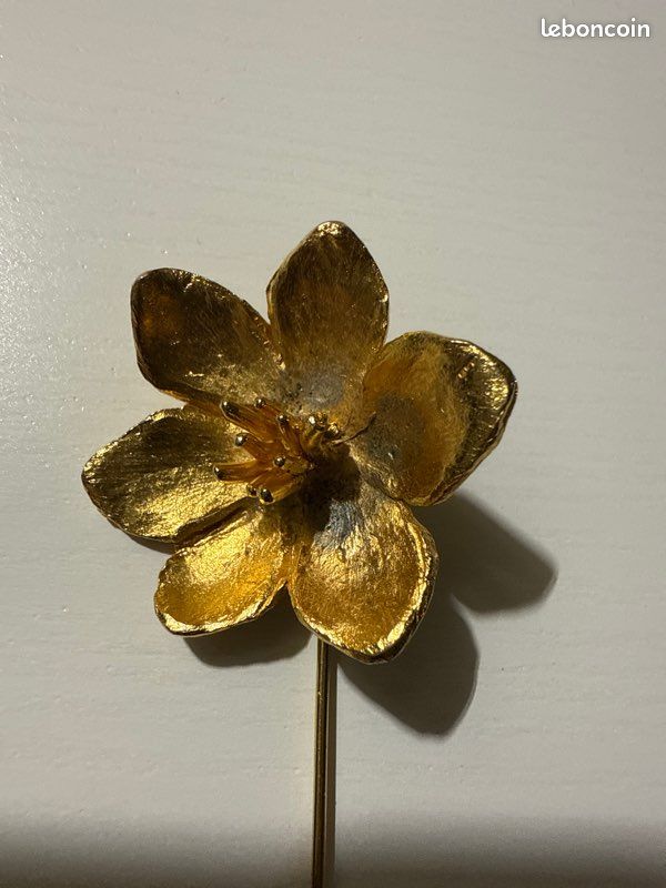 Ancienne broche, épingle à chapeau vintage dorée (image 3)