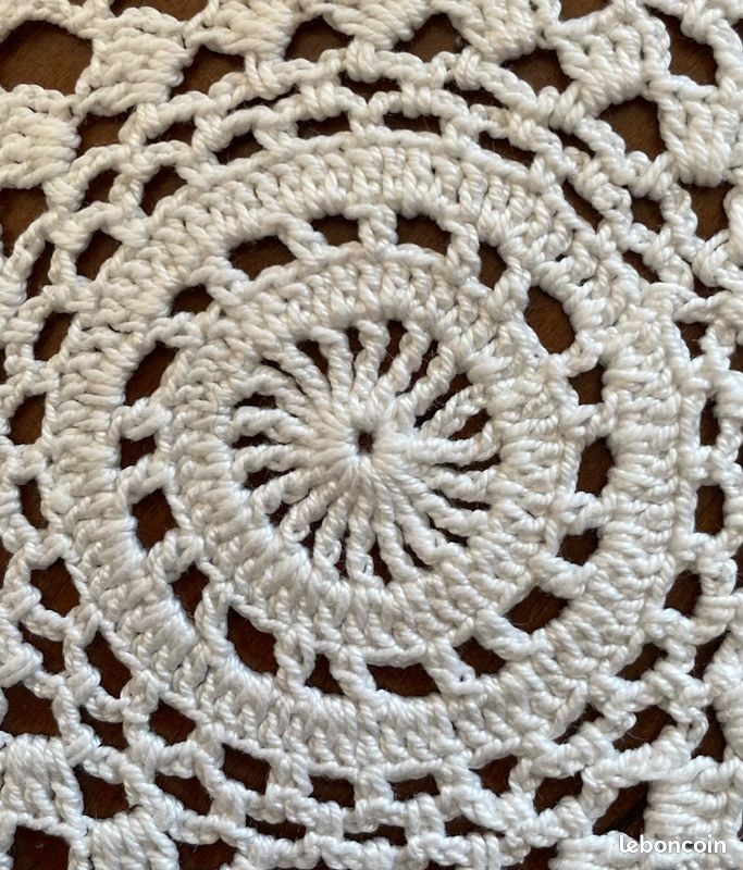 napperon tricot d'art s artisanat ancais rond blanc 40 c