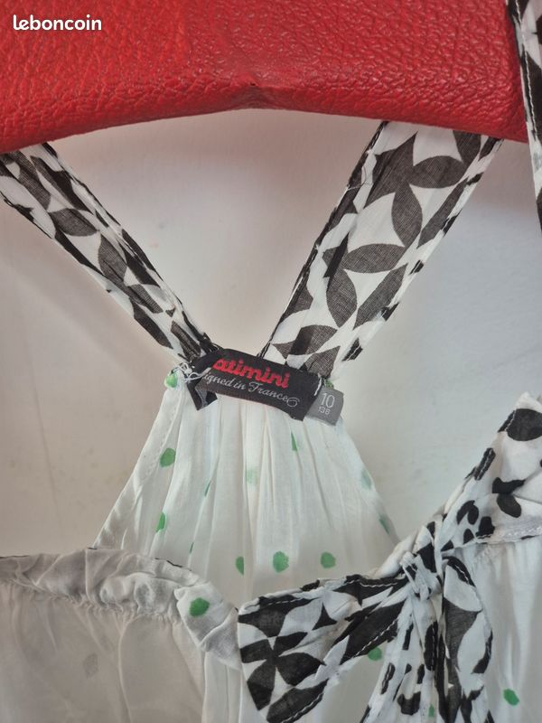 Robe Fille Catimini Taille 5-6 Ans - 100% Coton Manches Courtes Évasée - Occasion Très Bon État