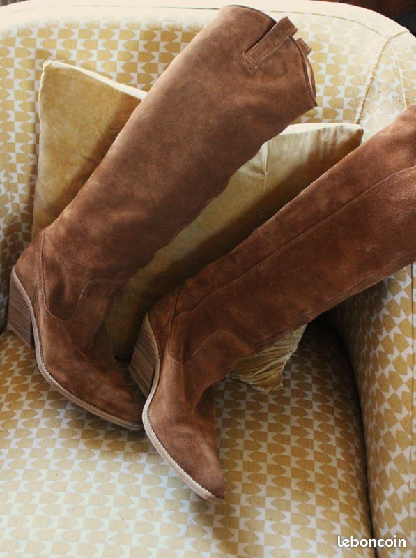 Paire de bottes hautes cuir camel Bronx 41 (image 2)