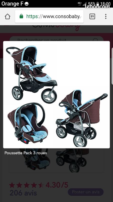 Poussette 3 roues complète (image 1)