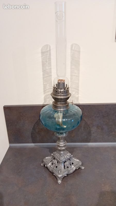 Pied de lampe en étain - 22cm - 92% Vintage Gris Métal