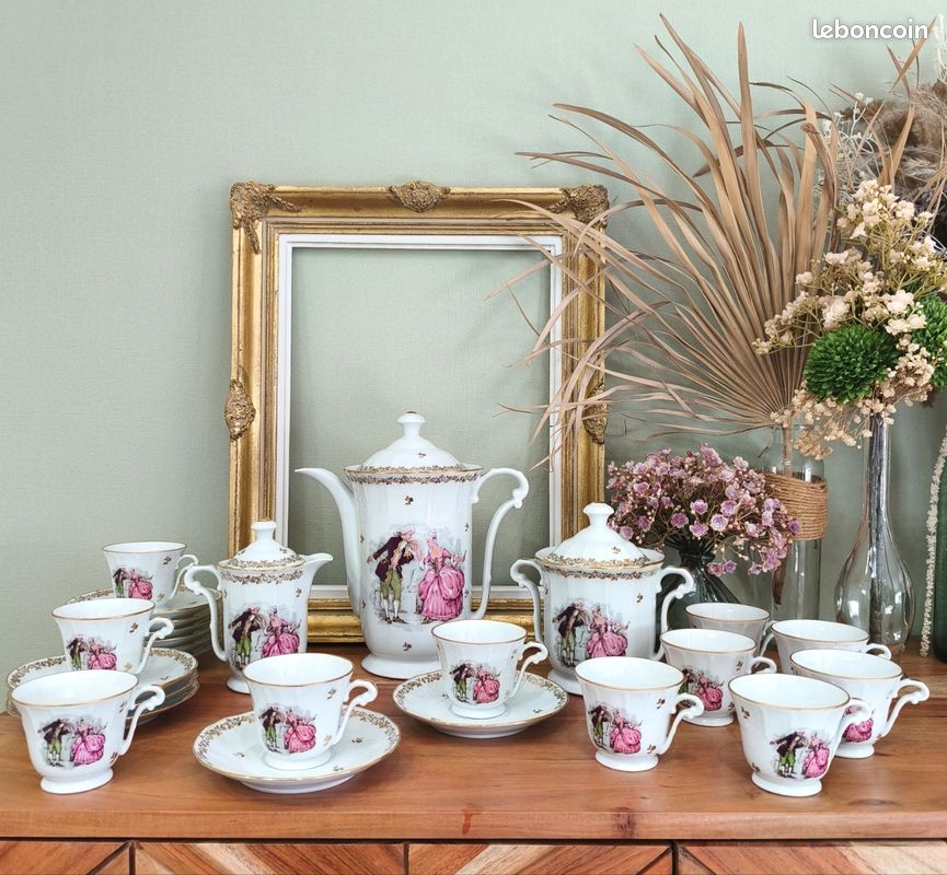 SERVICE CAFÉ TASSE verseuse sucrier porcelaine Limoges Maison Ragot Lille EUR 109,00 - FR