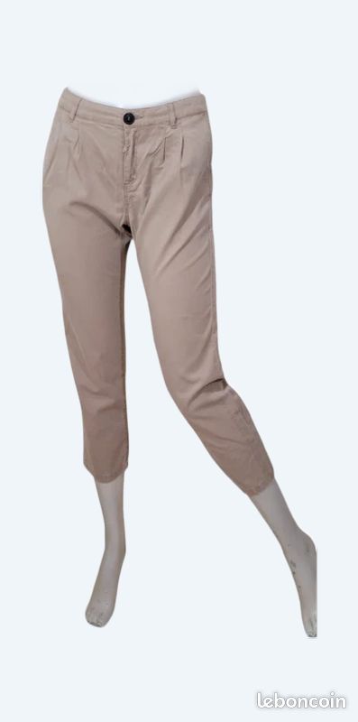 Pantalon Femme IKKS - Taille 38 - Coupe Droite - Couleur Marron - Occasion Très Bon état