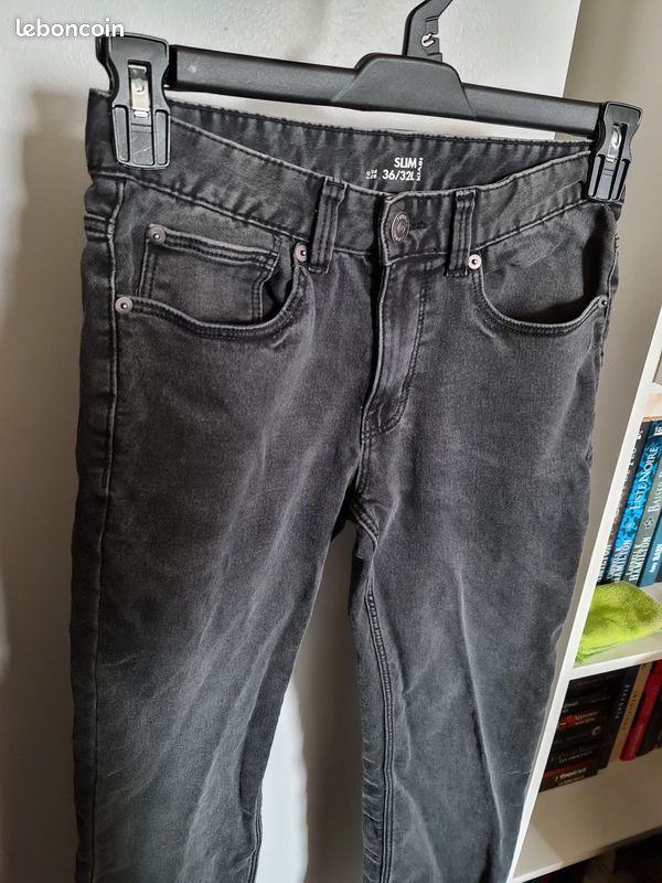 Jeans Slim Homme Taille 34 Noir (image 1)