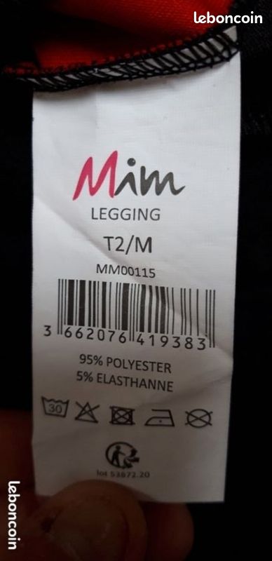 Pantalon jeggings noir bande rouge Mim (image 6)