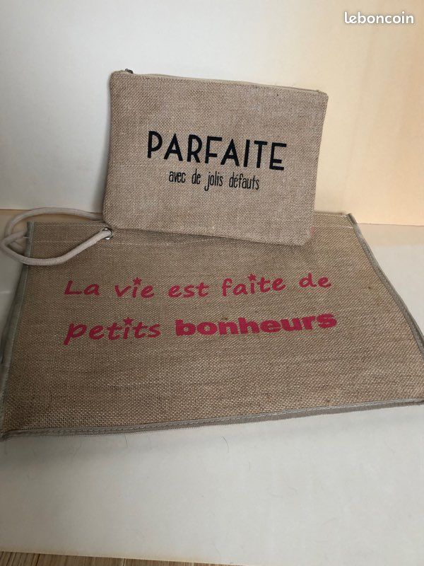 Cabas et sa trousse neuf toile de jute plastifiée (image 1)