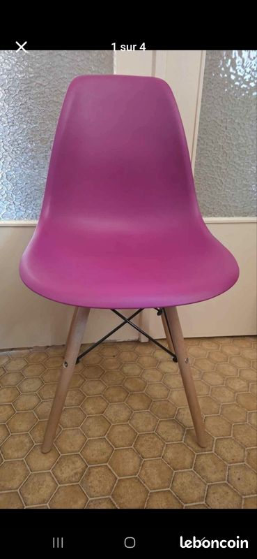 Chaise de bureau rose framboise (image 1)