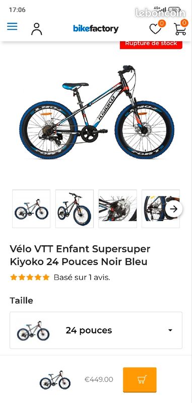 Kiyoko 24 Pouces Taille Velo Vélo 2024 Enfant (Location VTT