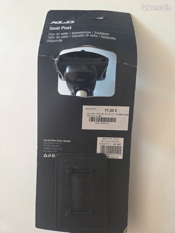 Tige De Selle XLC SP-R07 Aluminium 26.0 Mm / 350 Mm - Noir - Universelle VTT, Trekking, Ville