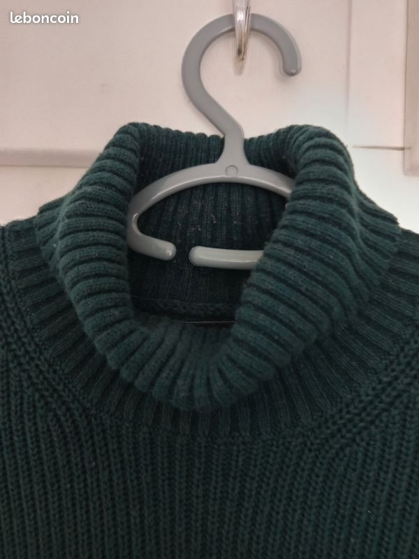 Pull col roulé vert sapin taille L Vêtements
