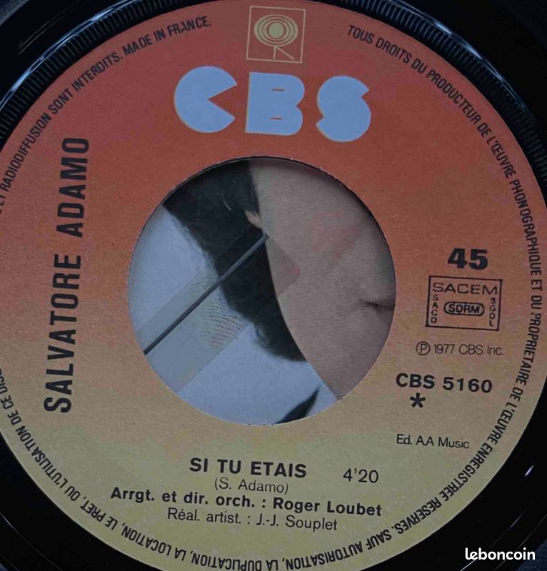 ♥🎼 45t 🇮🇹🇧🇪 Adamo (Si tu étais / Manuel) ✷ 1977 eo (image 3)