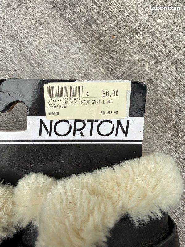 Guêtres NORTON doublées mouton – Taille L – noires – neuves (image 2)