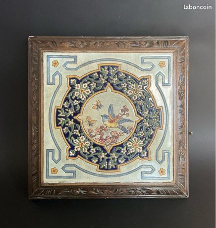 Ancien Dessous De Plat Musical En Barbotine – Décor Coq – Multicouleur