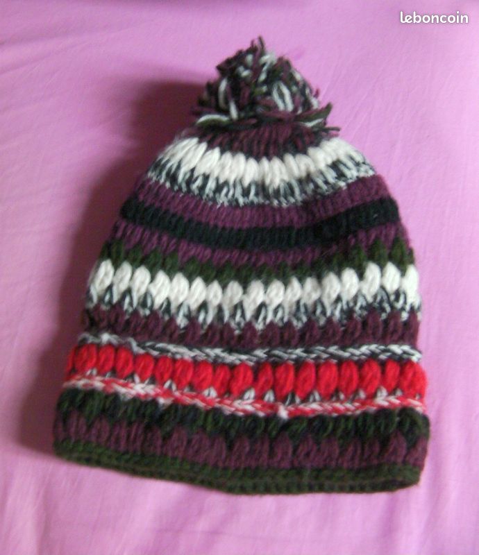 Bonnet laine multicolore - Taille XL (image 1)