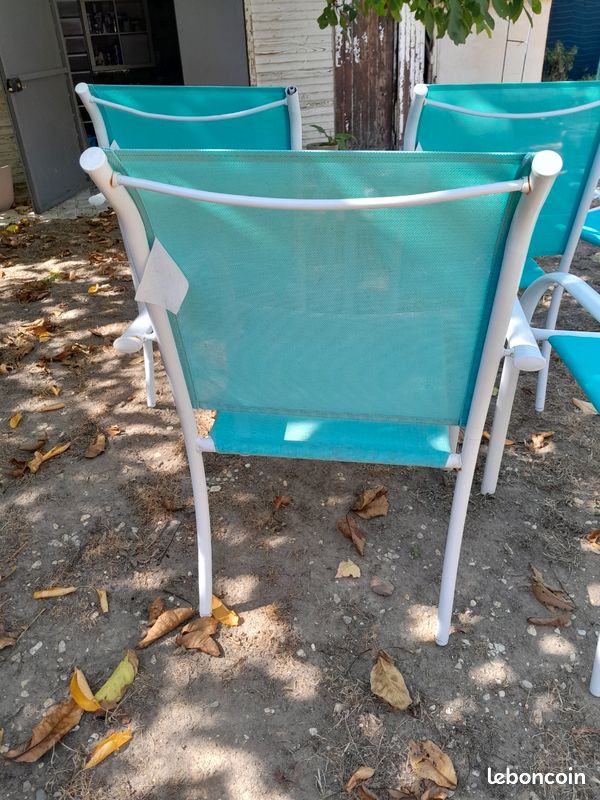 Lot de 10 chaises de jardin blanche et turquoise (image 11)