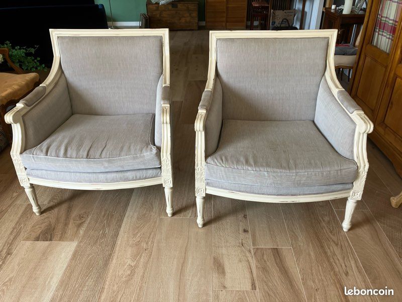 Fauteuils bergères Louis XVI (image 2)