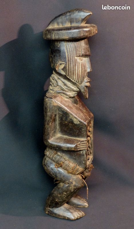 Art Africain grande statuette de sorcier téké congo 49cm diversité matériaux afrique (image 5)